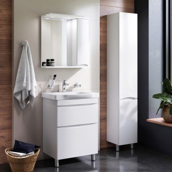 Сет 80 см: база белая напольная с раковиной и зеркальный шкаф правый AM.PM LIKE